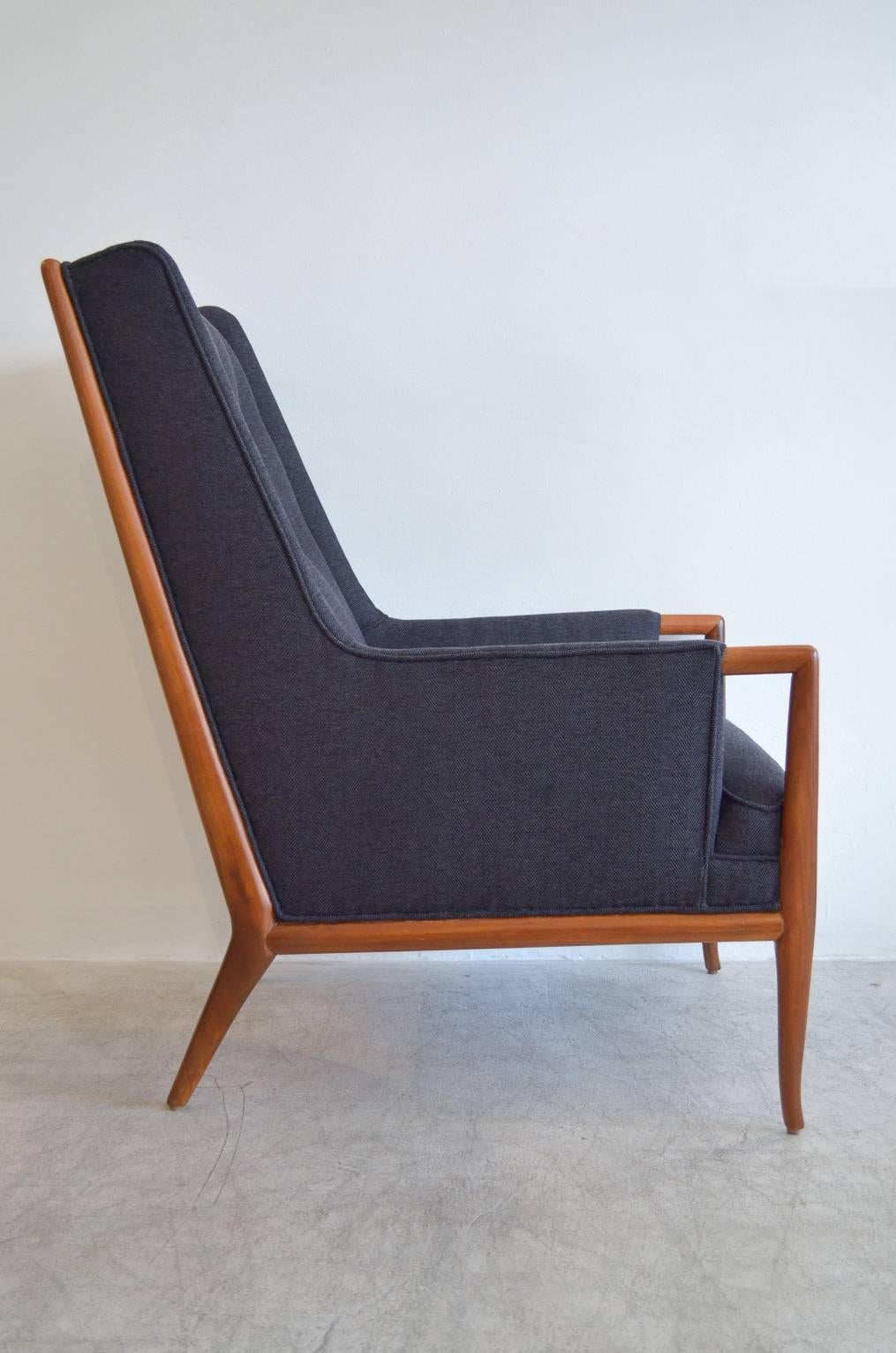 Mid-Century Modern Elegant T.H. Robsjohn-Gibbings Walnut Lounge Chair