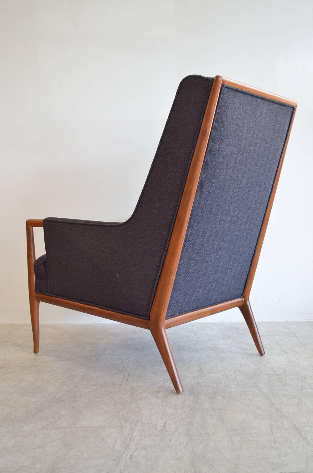 American Elegant T.H. Robsjohn-Gibbings Walnut Lounge Chair