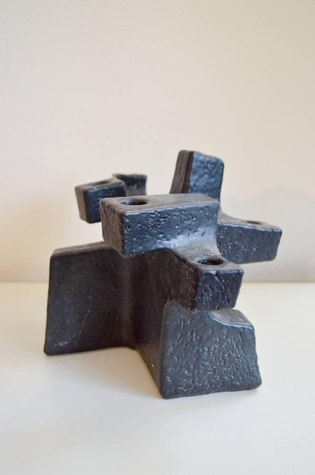 Brutalist Ceramic Candleholder by Helene Aigner 1