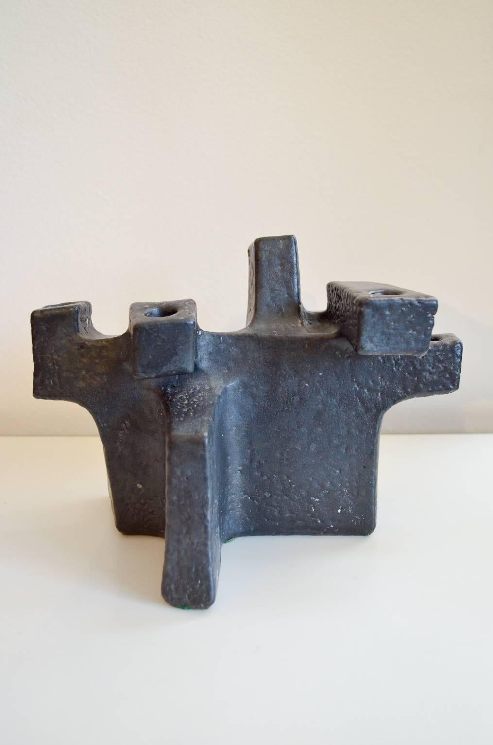 Mid-20th Century Brutalist Ceramic Candleholder by Helene Aigner