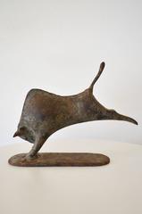 Patinated Cast Iron Modernist Bull Sculpture