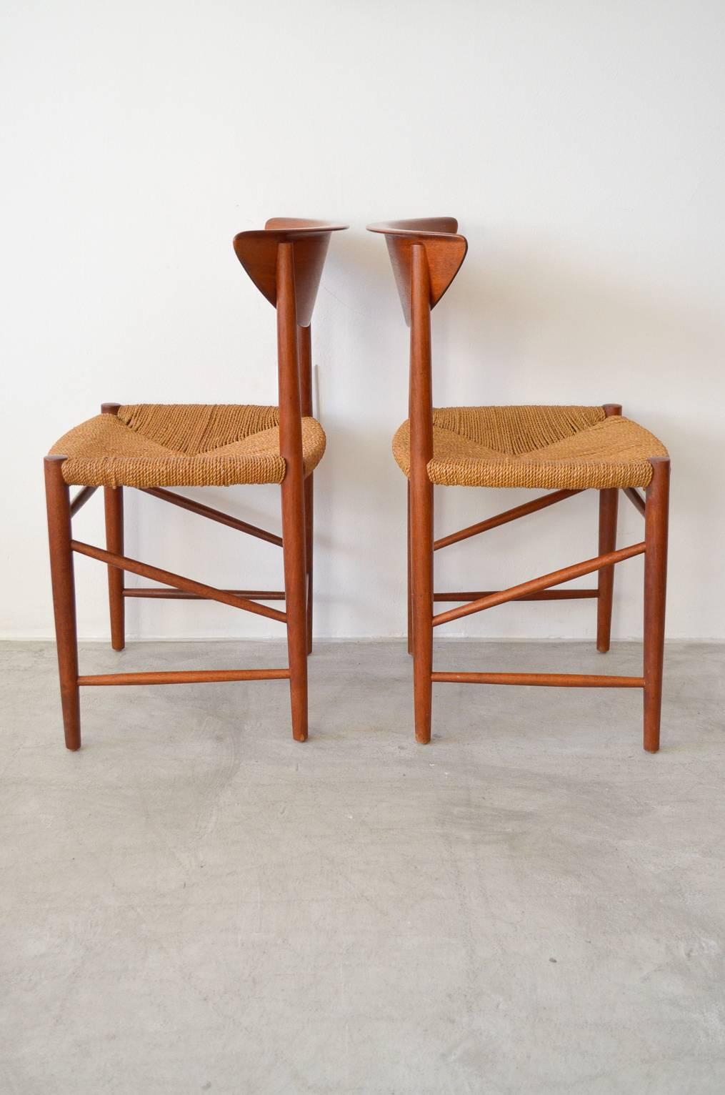 Peter Hvidt & Orla Mølgaard Nielsen Sculpted Teak Dining Chairs In Good Condition In Costa Mesa, CA