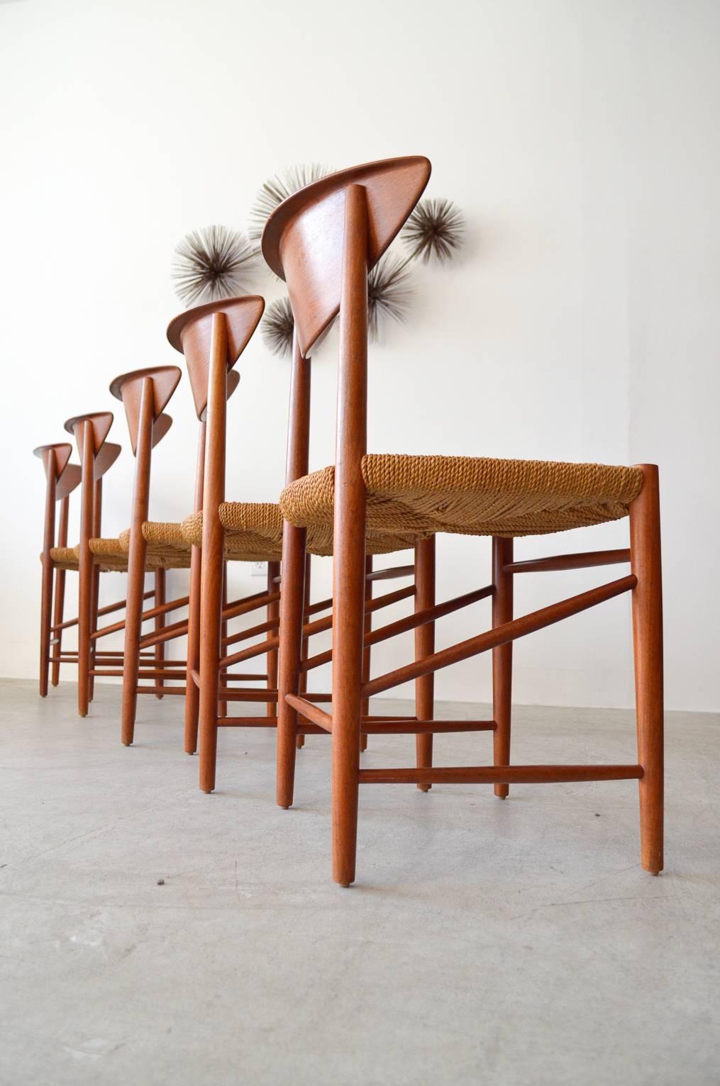 Peter Hvidt and Orla Mølgaard Nielsen Sculpted Teak Dining Chairs at