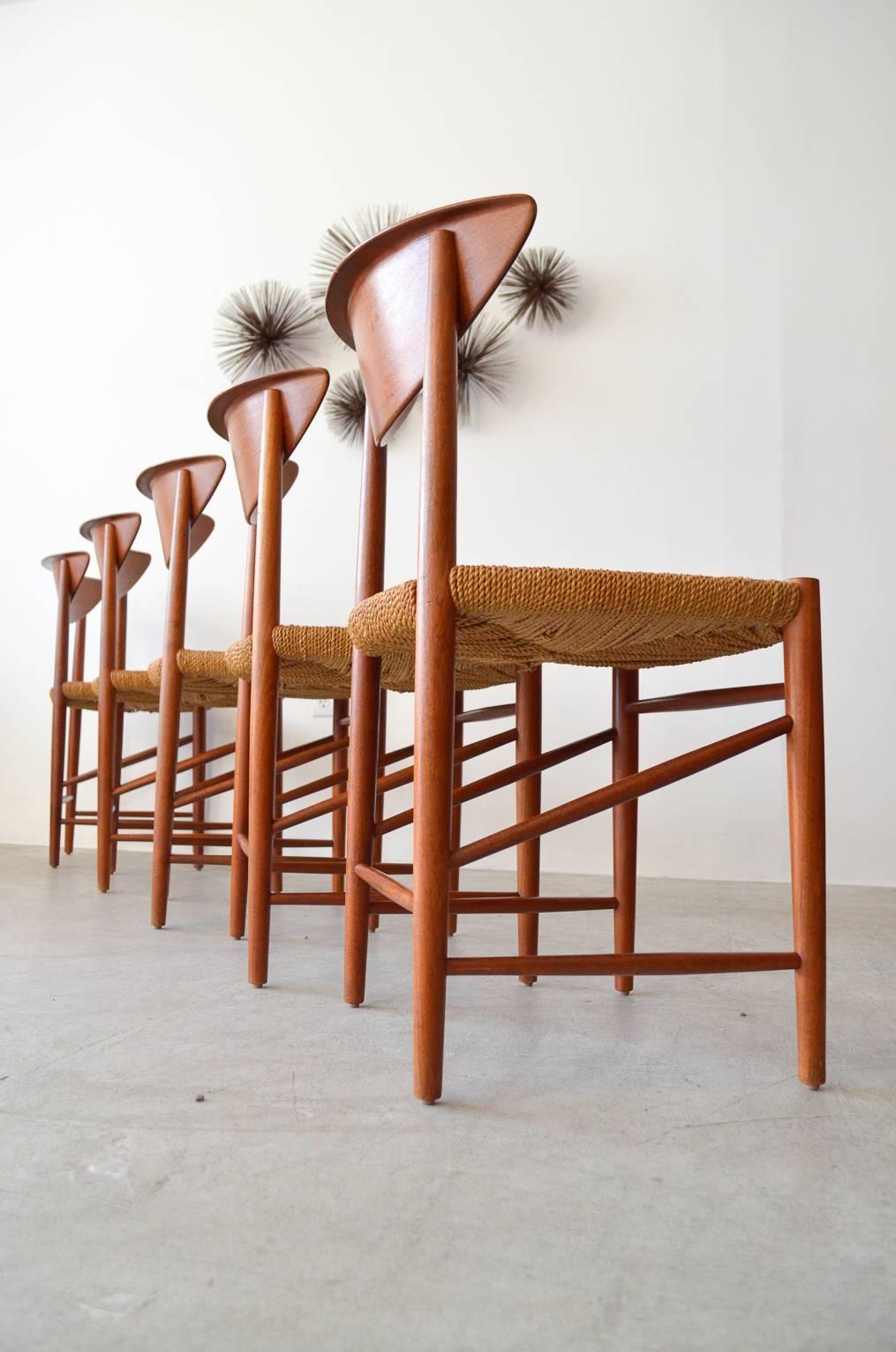 Scandinavian Modern Peter Hvidt & Orla Mølgaard Nielsen Sculpted Teak Dining Chairs