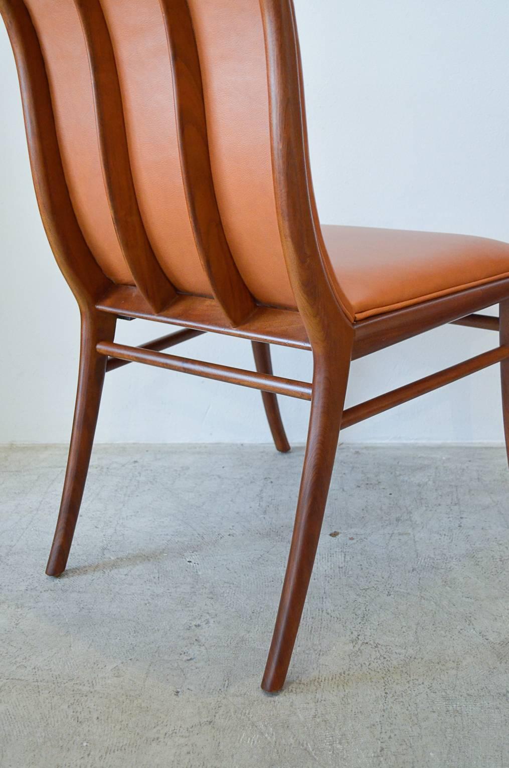 Leather and Walnut Sabre Leg Accent Chair by T.H. Robsjohn-Gibbings 1