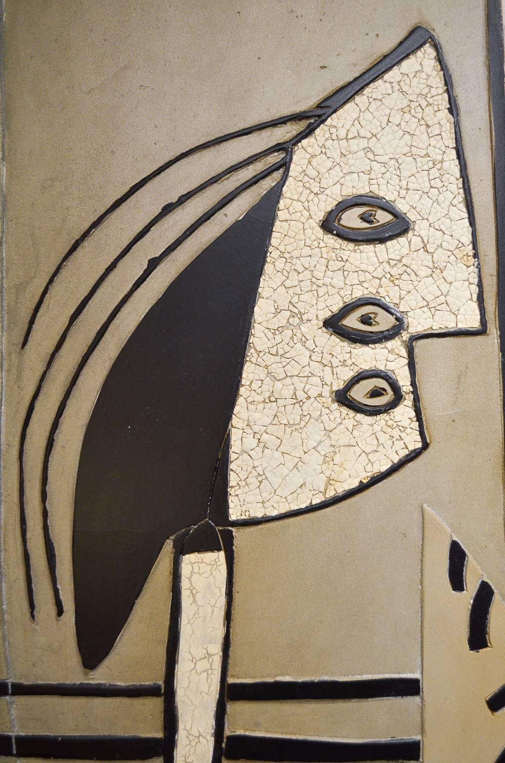 Raumteiler oder Klappwand nach Pablo Picassos 'Künstler und Modell' (Mitte des 20. Jahrhunderts)