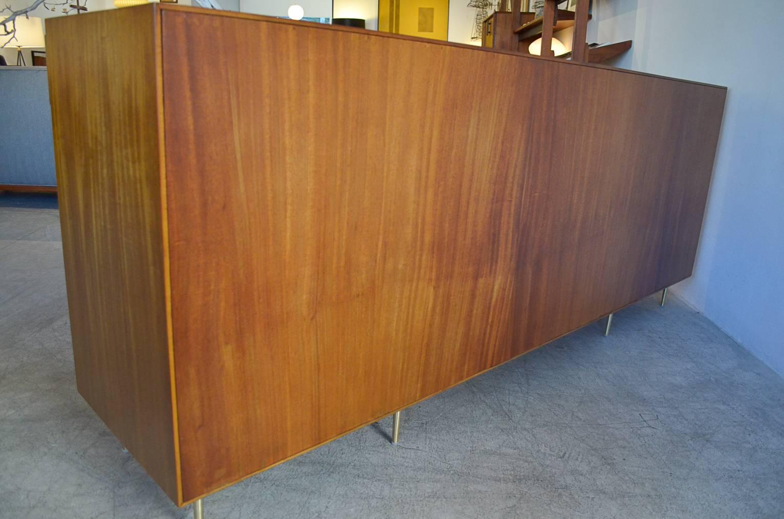 Exceptional Mahogany and Brass Basketweave Credenza by Edward Wormley 4