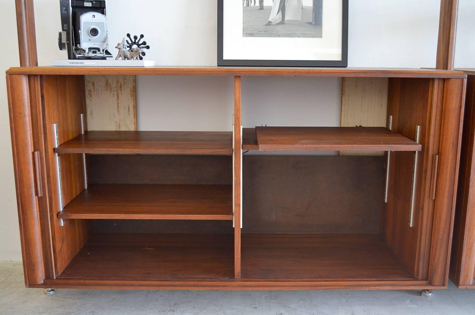 Walnut Freestanding 4 Section Wall Unit by Barzilay 2