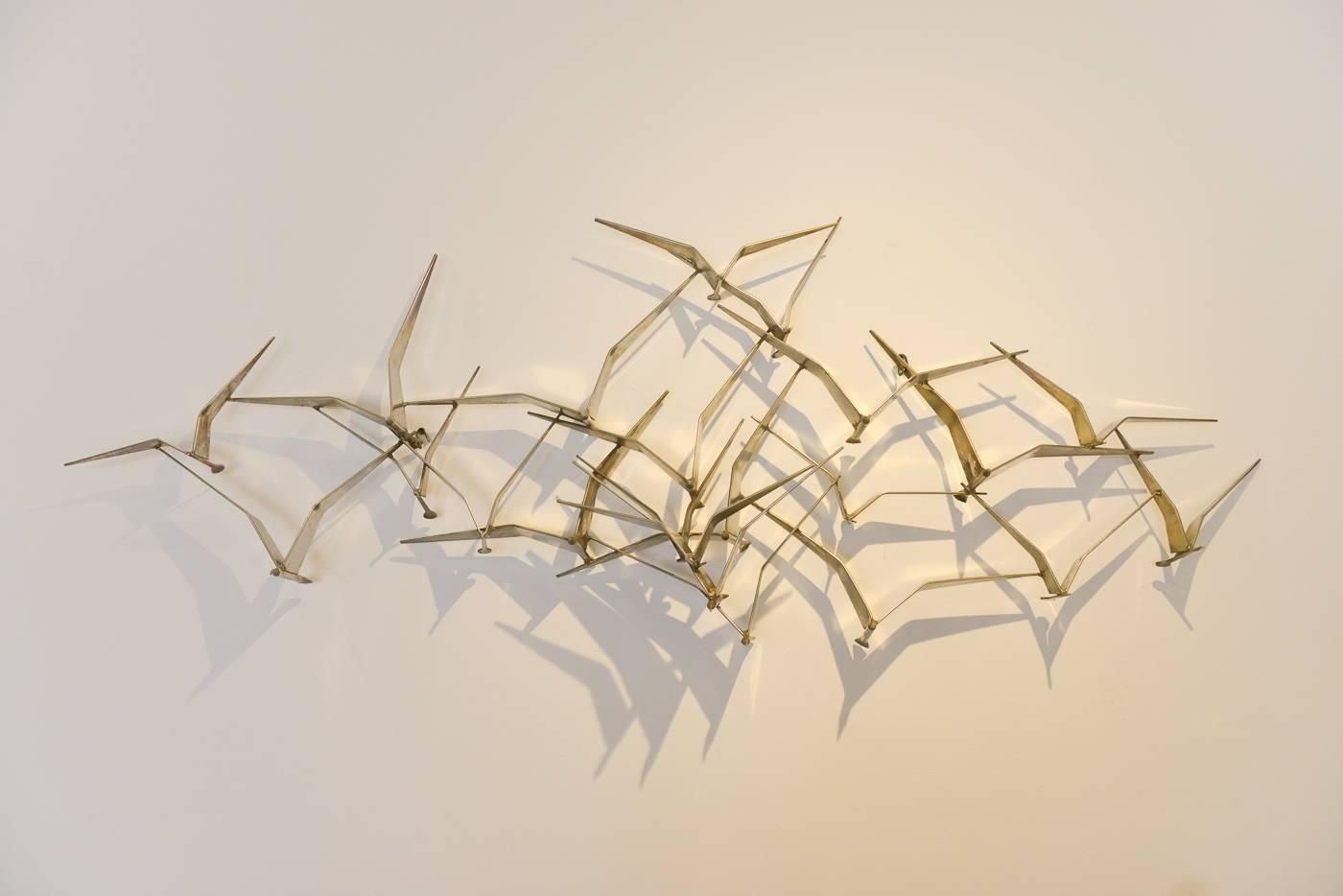 Curtis Jere Brass Birds in Flight Wall Sculpture at 1stdibs