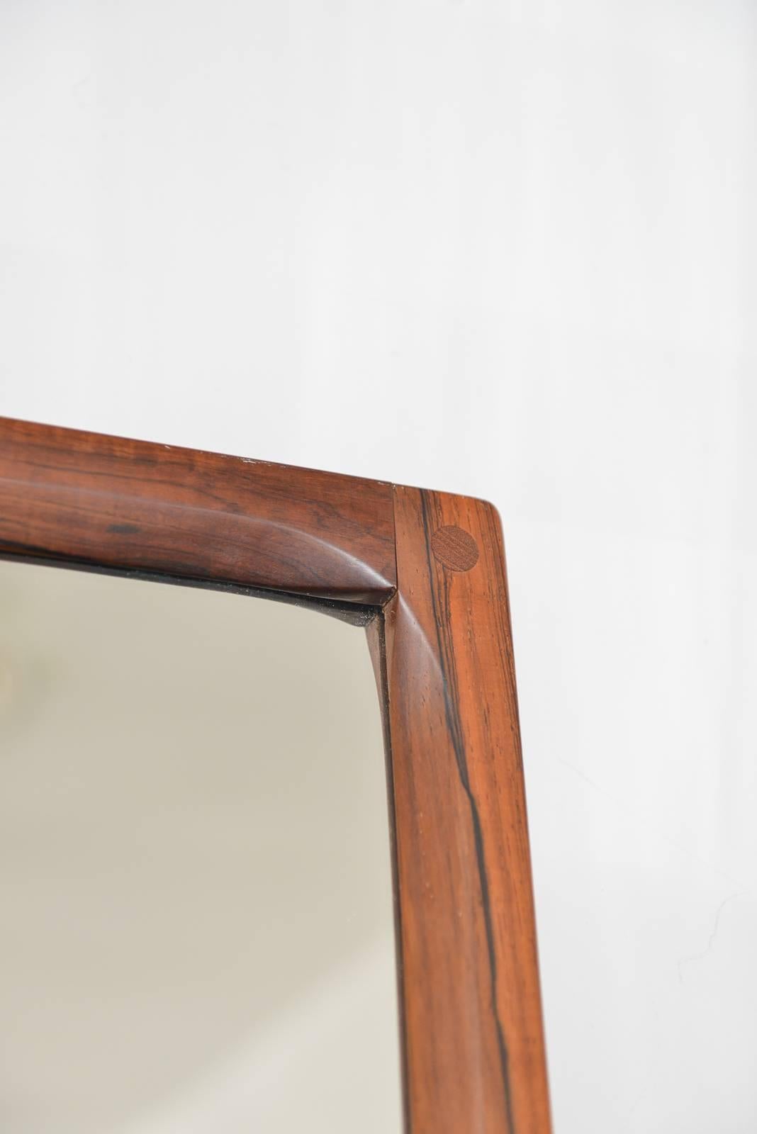Large Danish Rosewood Mirror by Aksel Kjersgaard Odder, Model 168, circa 1965 In Excellent Condition In Costa Mesa, CA