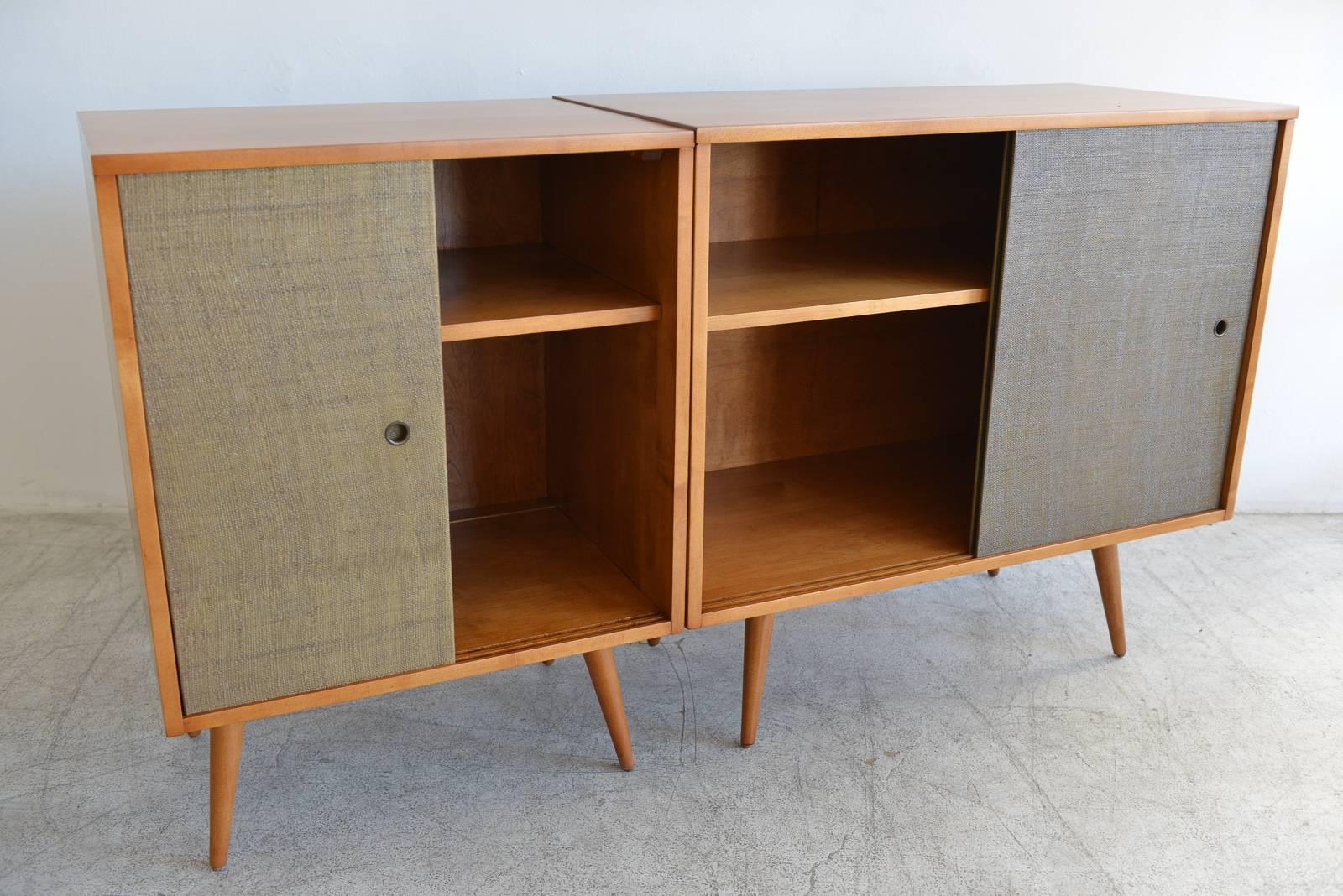 Grasscloth Paul McCobb Planner Group Small Cabinet, circa 1955