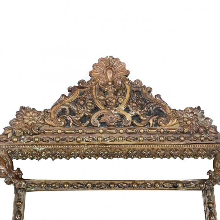 French Bronze Repousse Mirror 19th Century In Good Condition In Vancouver, British Columbia
