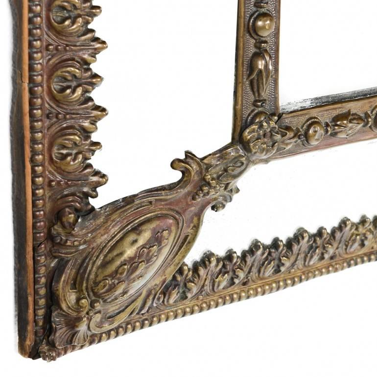 French Bronze Repousse Mirror 19th Century 1