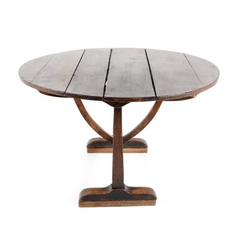 Beautiful patina and age marks on this lovely wine tasters or vintners table from south of France or Italy. Solid aged Cherry wood on this gorgeous table
