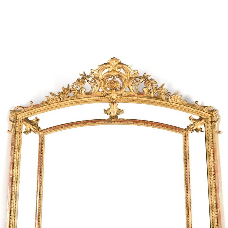 Stunning and large 19th century French giltwood parclose mirror. In exceptional original condition. Superior carving and quality on this fabulous piece. 