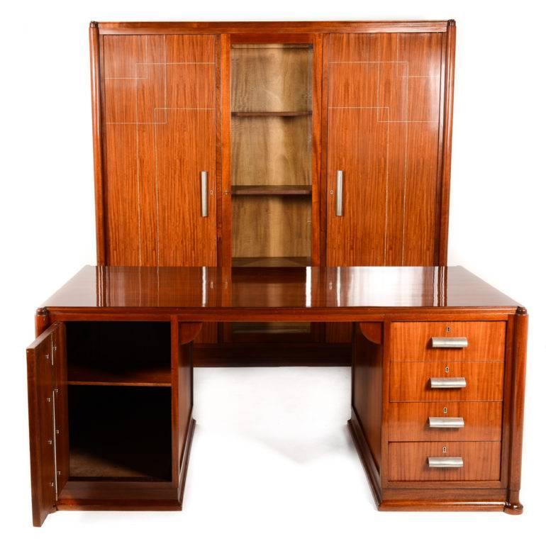 Early Art Deco Executive Office Set by Gauthier Poinsignon Circa 1920 In Excellent Condition In Vancouver, British Columbia