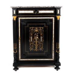Antique 19th Century Black Ebonized Napoleon III Cabinet C.1890