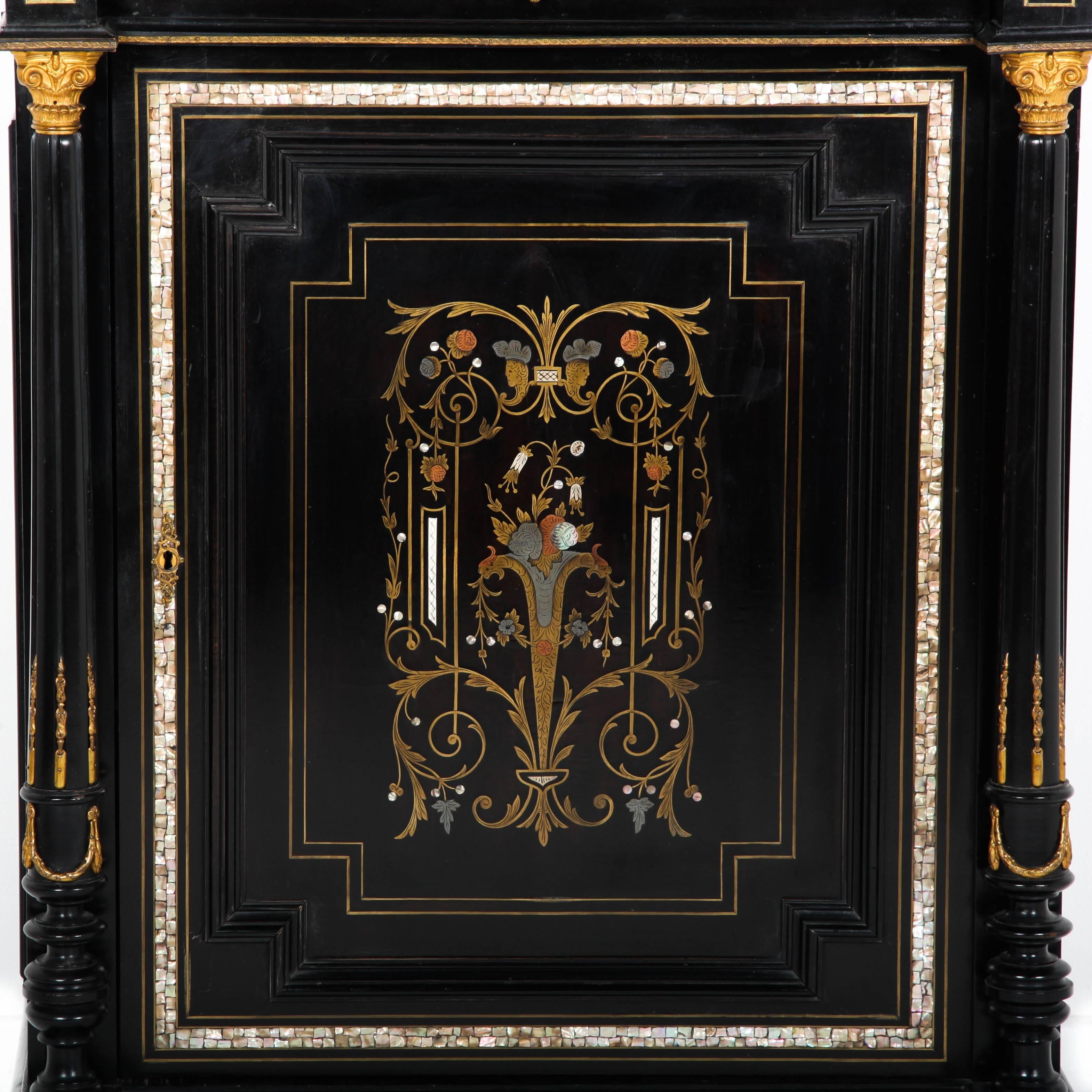 19th Century Black Ebonized Napoleon III Cabinet C.1890 3