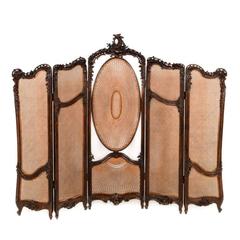 Exceptionally Carved 19th Century French Walnut Floor Screen Circa 1880