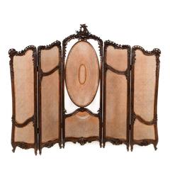 Antique Exceptionally Carved 19th Century French Walnut Floor Screen Circa 1880