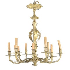 French Gilt Bronze 19th Century 12-Arm Chandelier