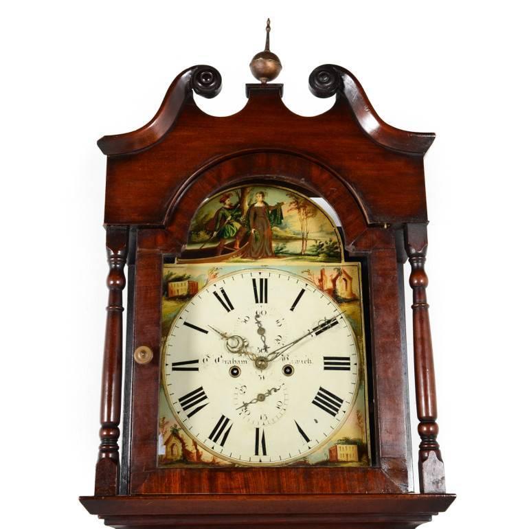 English Mahogany Grandfather Clock Dated 1850 For Sale at 1stdibs