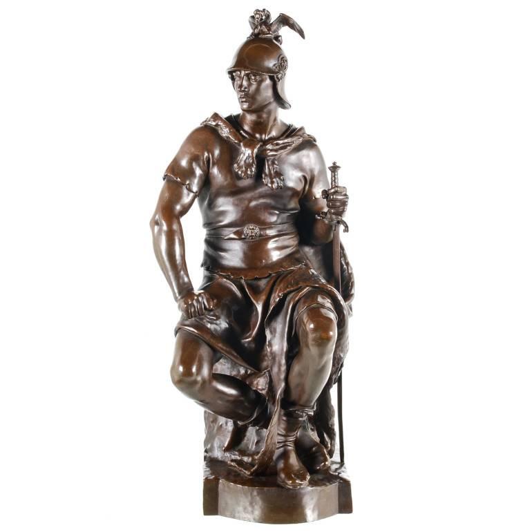 French Solid Bronze ‘Le Courage Militaire’ Statue, 1865