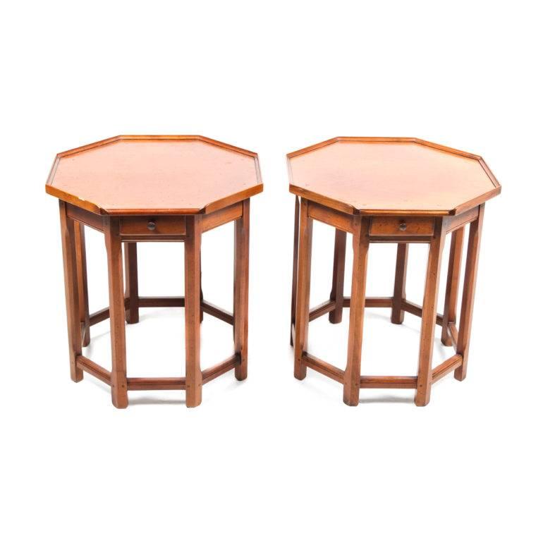 One only - French cherry octagonal side table is highly unusual and in good condition, mid-late 20th century.






 