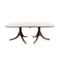 English Mahogany Georgian Style Double Pedestal Dining Table