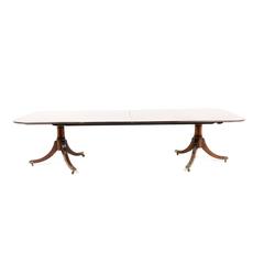 English Mahogany Georgian Style Double Pedestal Dining Table