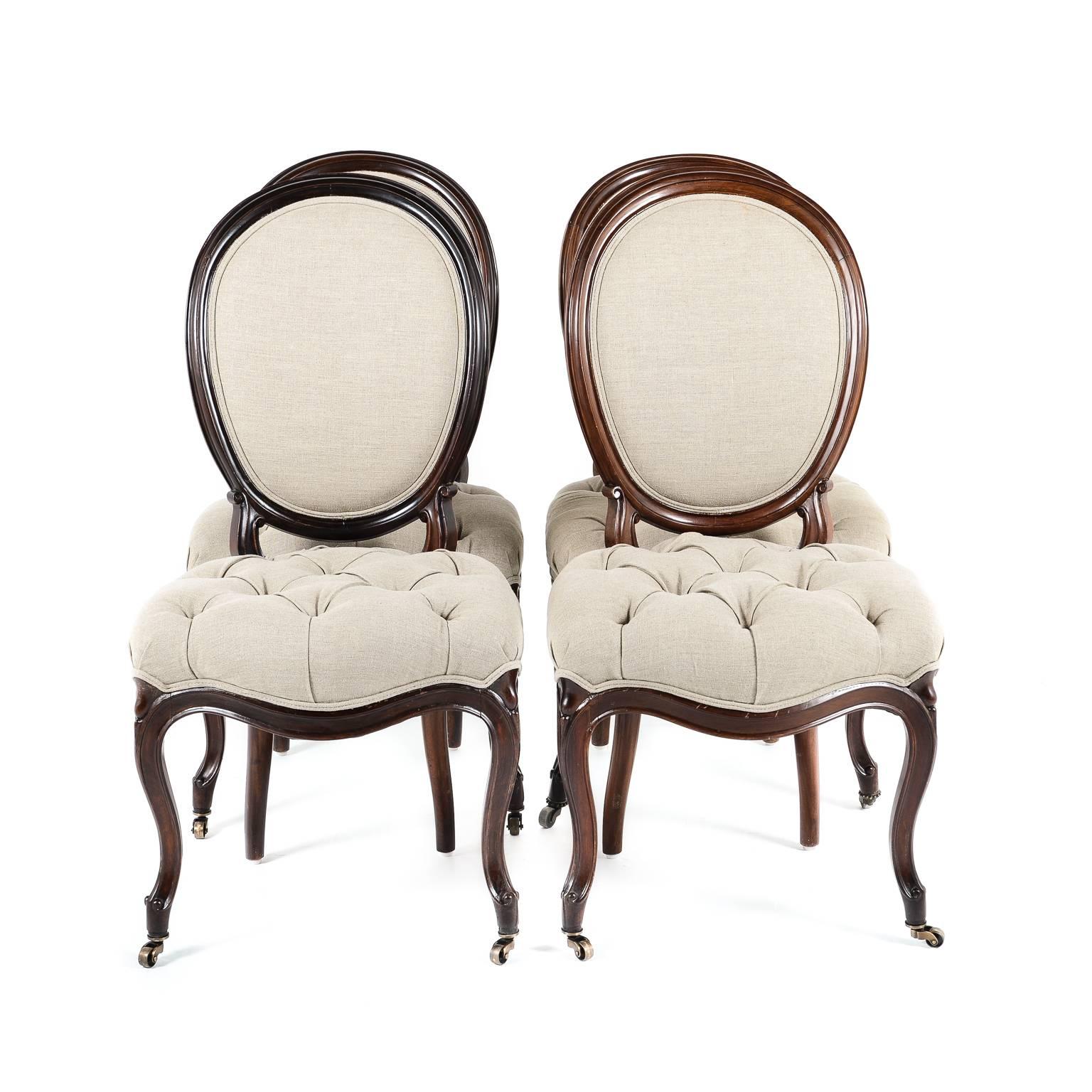 French Four Antique Rosewood Dining Chairs, circa 1880