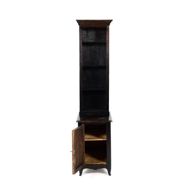 Antique French Unusually Narrow Dark Oak Bookcase Circa 1920 For Antique French Unusually Narrow Dark Oak Bookcase Circa 1920 In Excellent Condition For