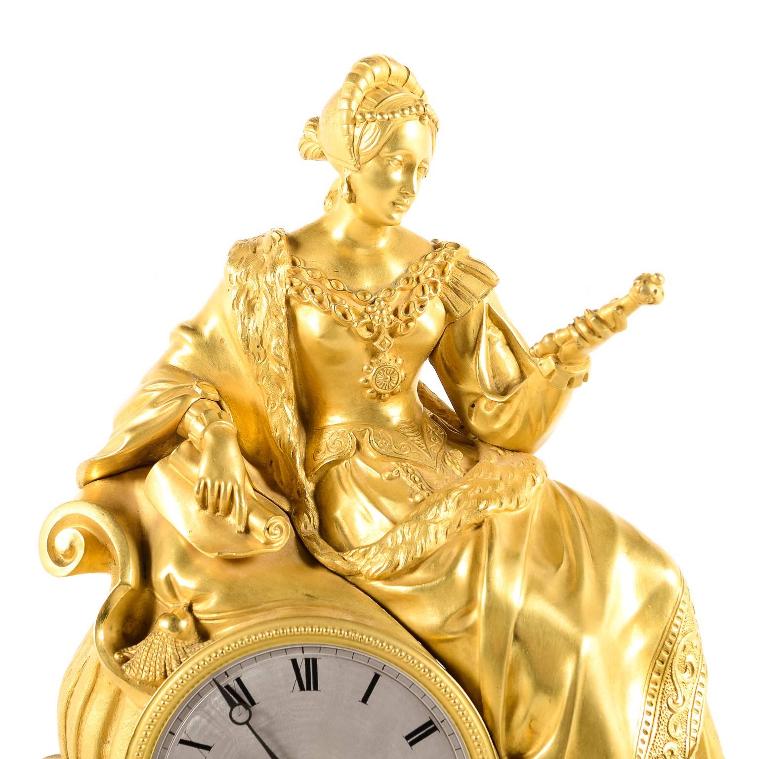 French Gilt Clock from Paris, circa 1820 In Excellent Condition In Vancouver, British Columbia
