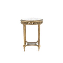 Antique Early 20th Century Small Giltwood Marble-Top Side Table
