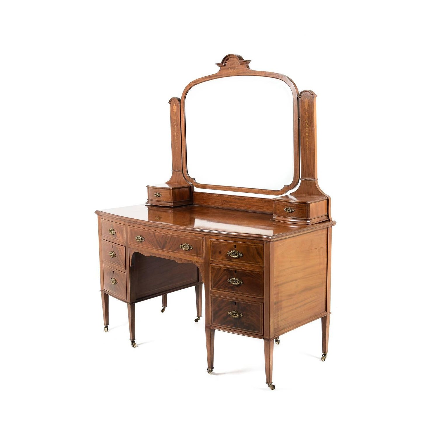 Antique English Edwardian Mahogany Inlaid Vanity At 1stdibs - Antique English Edwardian Mahogany Inlaid Vanity At 1stdibs