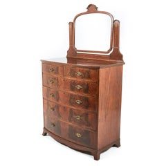 Antique English Inlaid Mahogany Bow-Front Dresser
