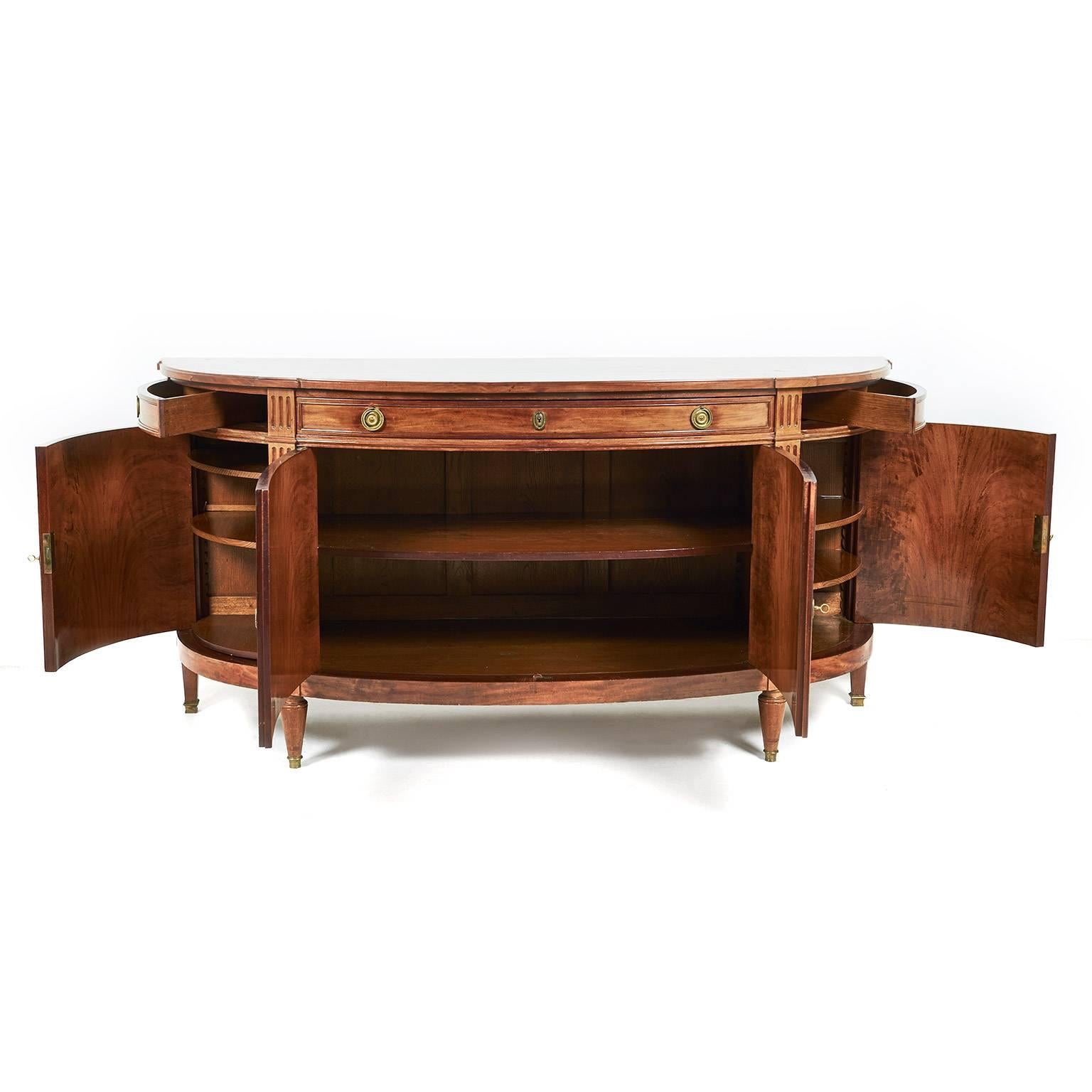 Sheraton Antique French Demilune Sideboard in Mahogany, FY-934