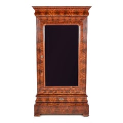 Antique French Louis Phillippe Flame Mahogany Armoire, circa 1840