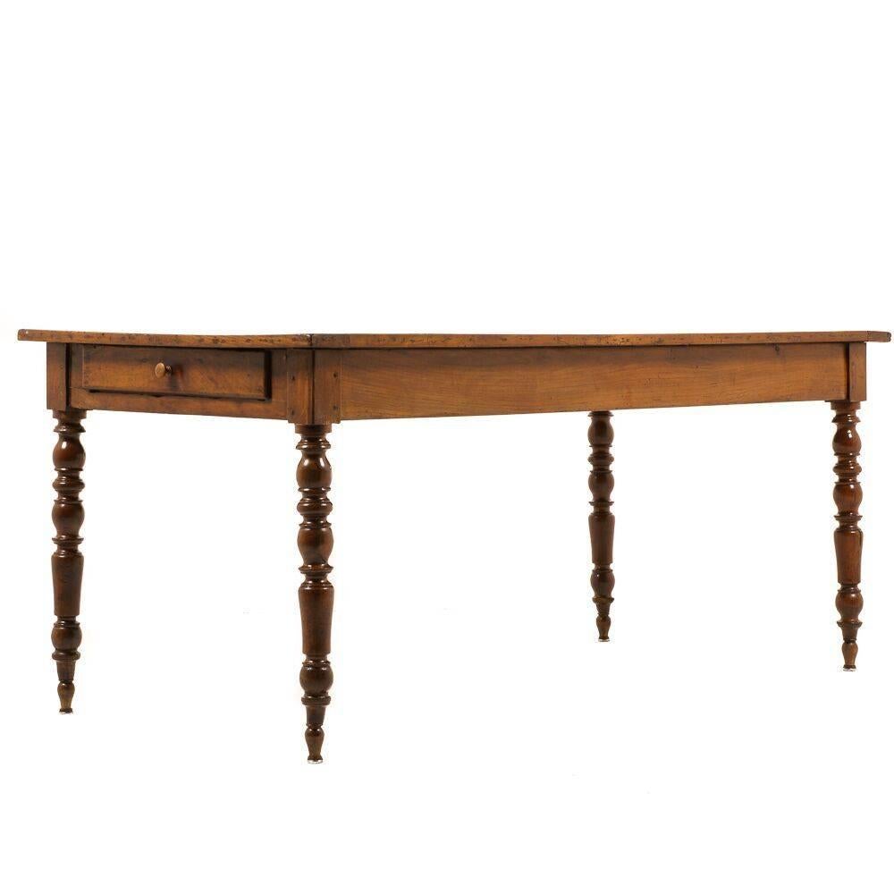19th Century French Cherry Farm Table with Cutting Board, circa 1880