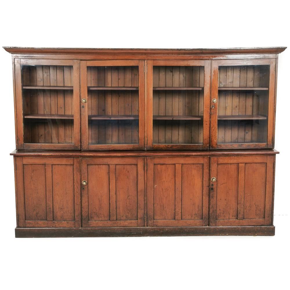Large Early 20th Century Industrial Pharmacy Oak Cabinet 