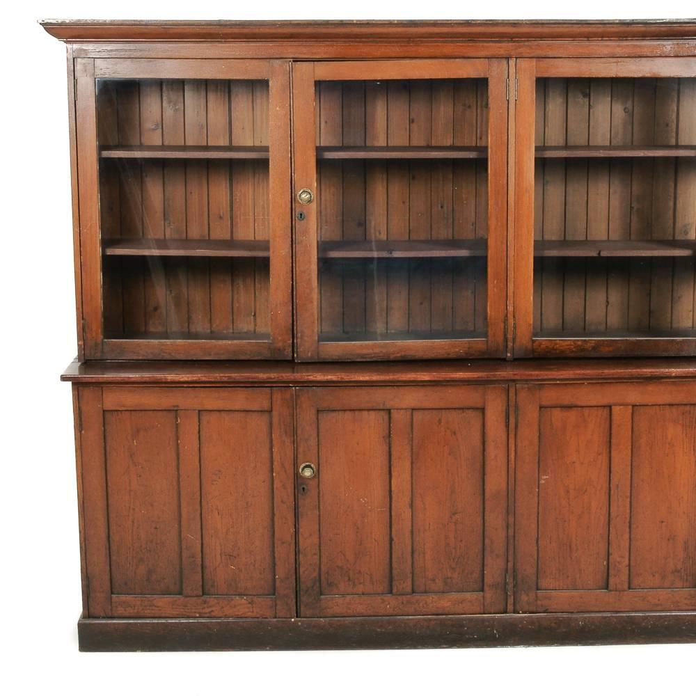 Large Early 20th Century Industrial Pharmacy Oak Cabinet  1