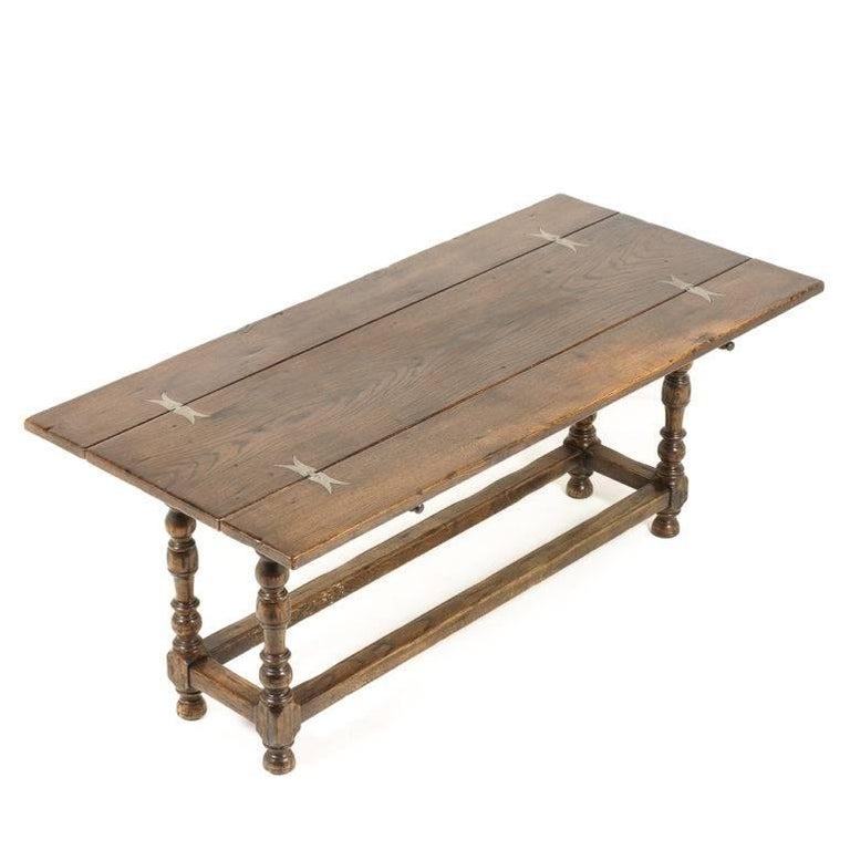 Solid Oak Folding Table At 1stdibs Rare Console Table In Solid Oak From France Early 20th Century With Hand