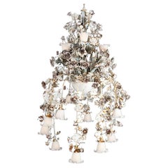 Very Large Vintage Italian Tole Chandelier with Cascading Roses and Leaves