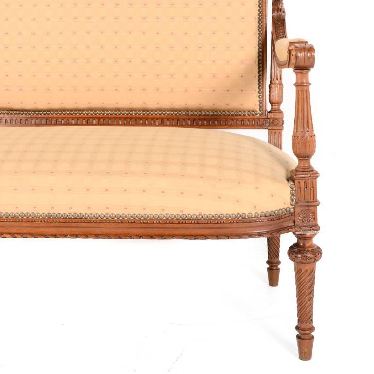 French Louis XVI-Style Carved Walnut Parlour Suite Circa 1910 2