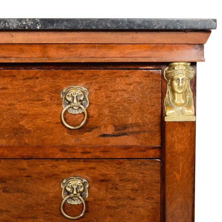 French Period Empire Mahogany Marble-Top Commode