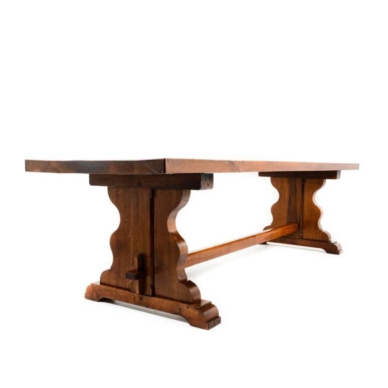 20th Century Monumental Sized Solid Oak French Trestle Table