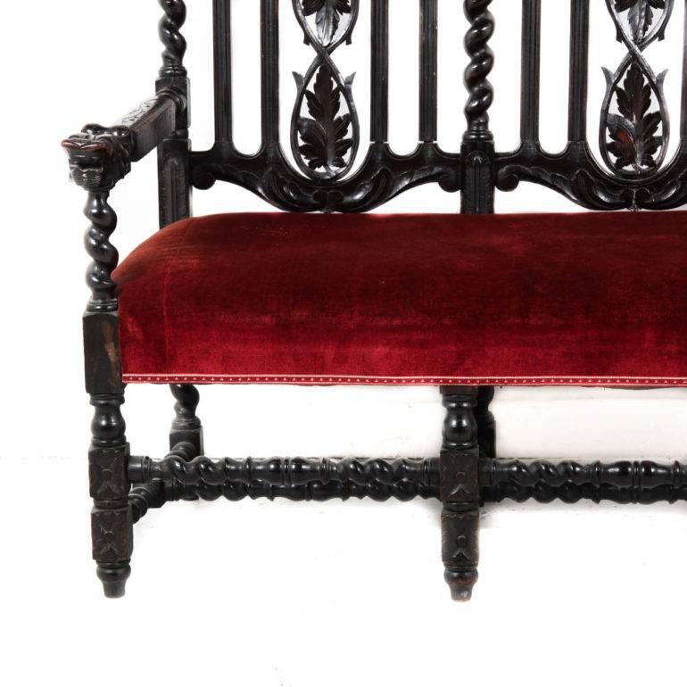 Antique English Ebonized Settee, 19th Century In Excellent Condition In Vancouver, British Columbia