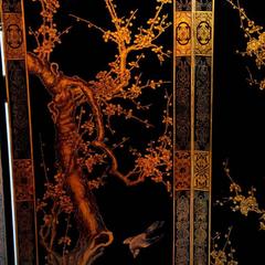 Vintage Chinese Lacquered Four-Panel Screen