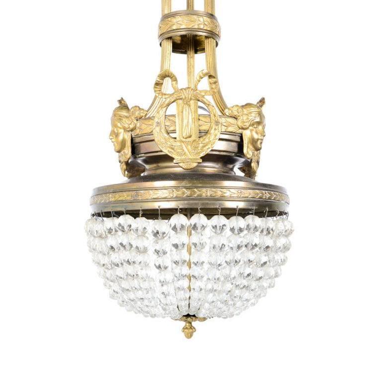 Small French Empire Gilt And Crystal Chandelier At 1stdibs Small French Empire Gilt And Crystal Chandelier In Excellent Condition For Vancouver