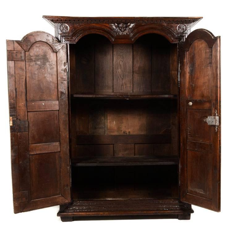 Rare antique French armoire, Circa 1600. With original key, locks, and hardware. The depth on this rare piece is perfect for hanging clothes, or transforming it into a TV or liquor cabinet.


   